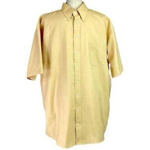 Stafford Yellow Short Sleeve Wrinkle Free Button Up Shirt